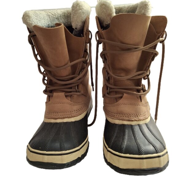 Sorel Caribou Womens Beige/Tan Waterproof Rubber Sole Winter Boots Laced Sz 8.5 - Picture 7 of 11